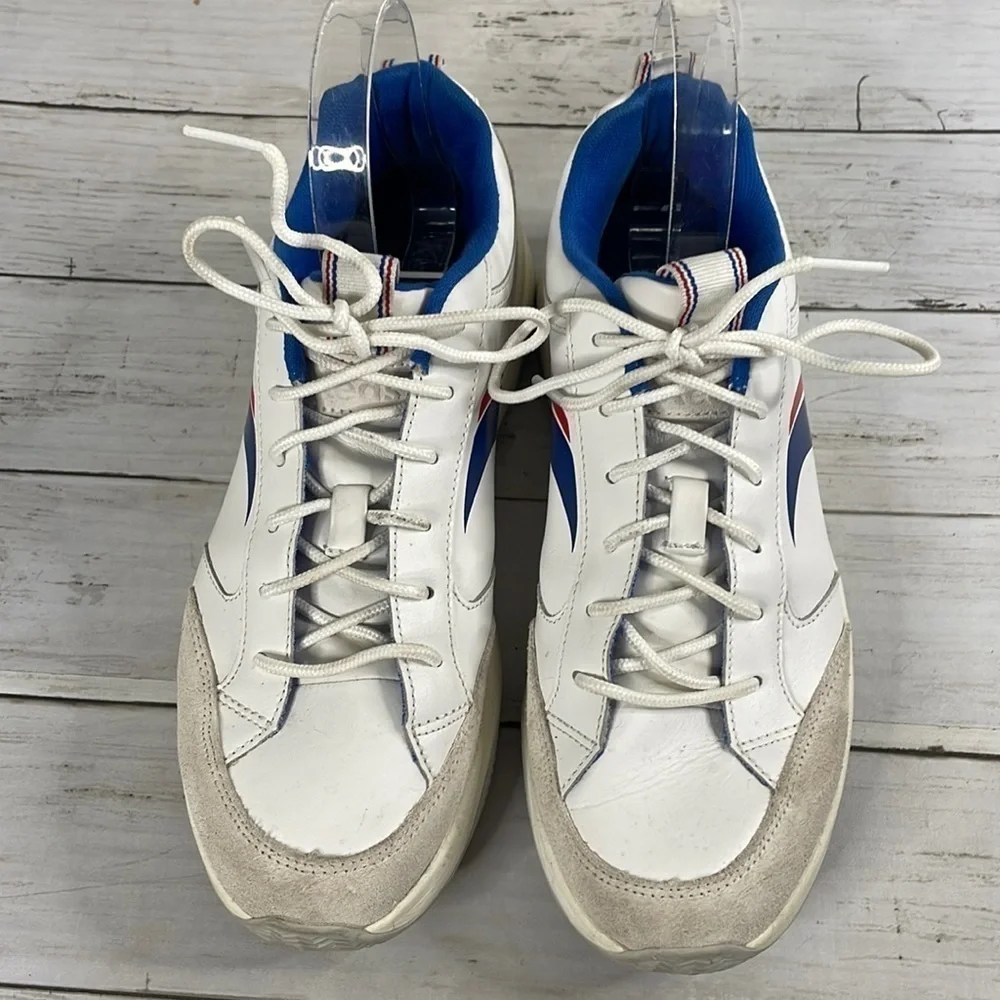 Keds K-89 White Chunky Leather Sneaker with Red&White Wave Accent